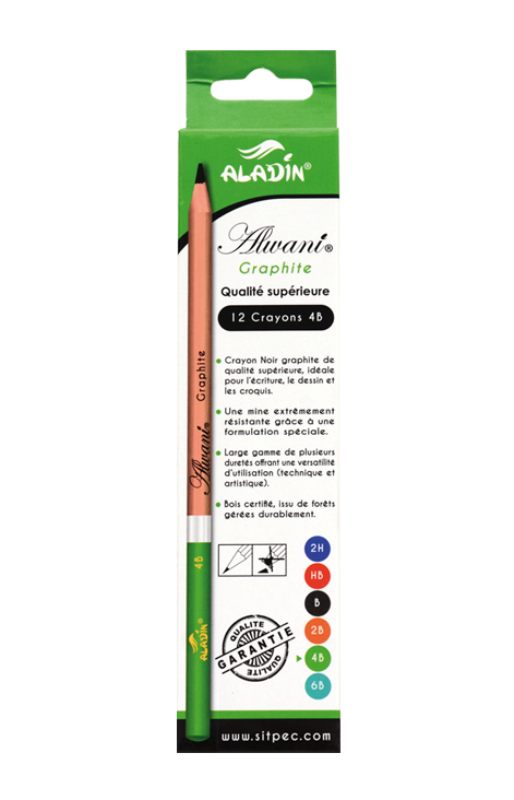 boites de 12 crayons noir 4B aladin alwani graphite 2544